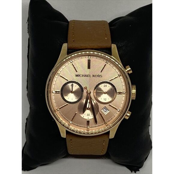 Michael Kors MK-5987 Women's Brown Leather Strap Analog Dial Quartz Watch EY109 - Picture 3 of 12